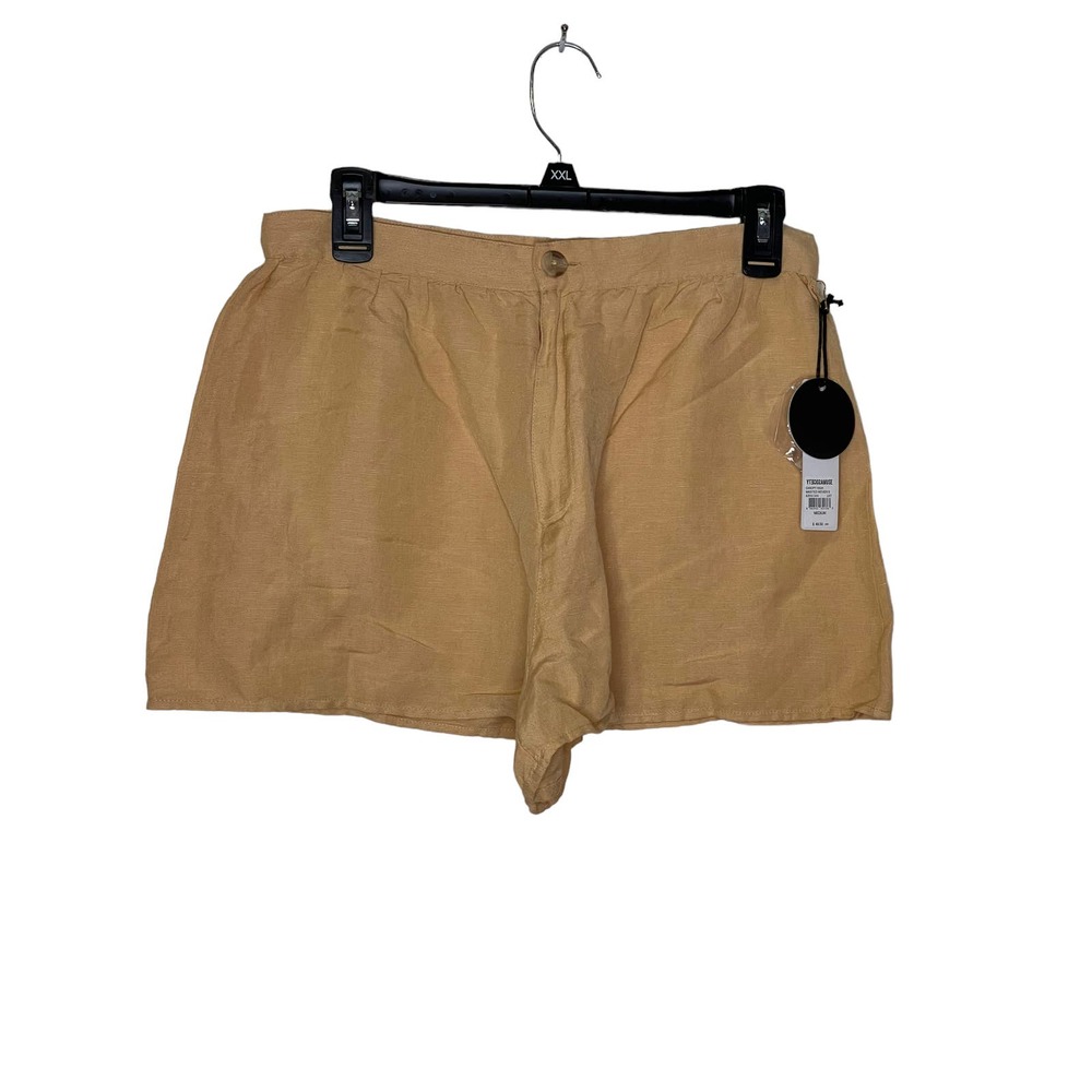 Amuse Society Women's Shorts Relaxed Fit Hi-Waist Woven Beige‎ Medium NWT